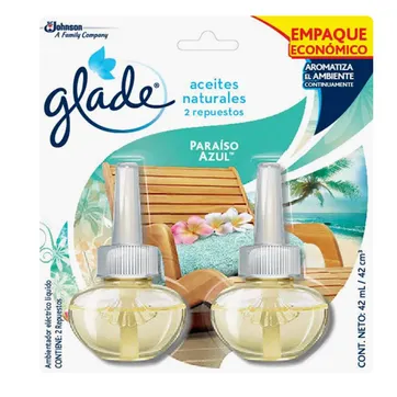 Imagen del producto  Q. GLADE ACEITES NATURALES PARAISO AZUL REPUESTO X 2 UNIDADES