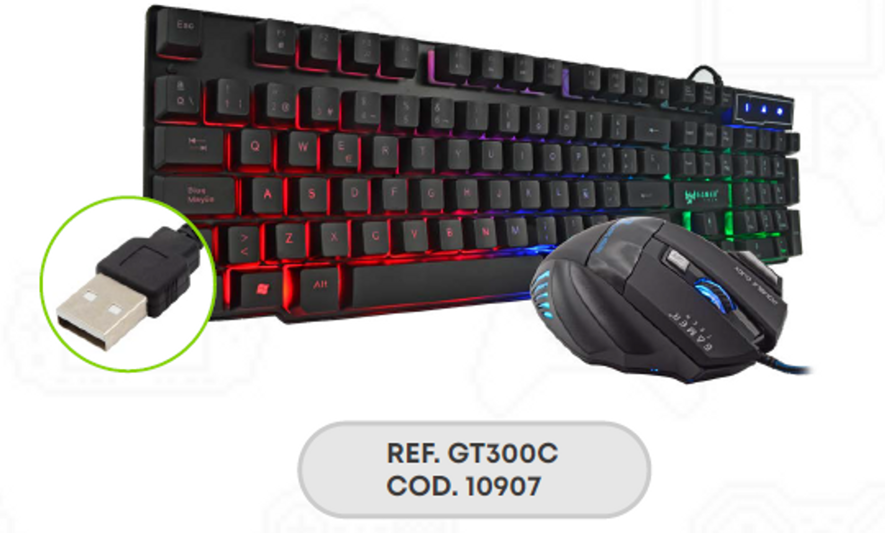 COMBO USB TECLADO Y MOUSE GAMER T. GT300C