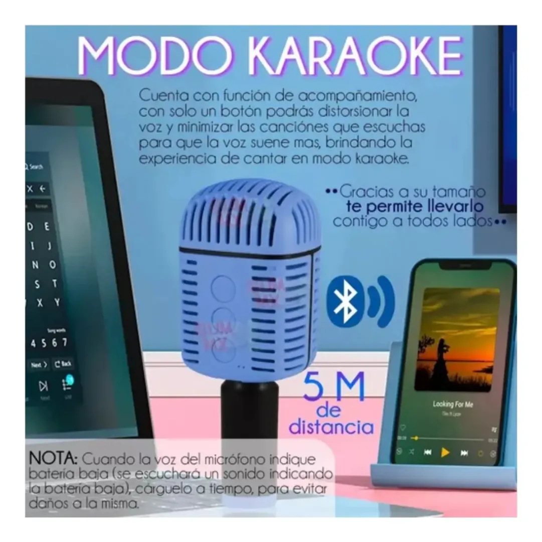 MICROFONO PORTATIL BOCINA INALAMBRICO EFECTOS DE VOZ