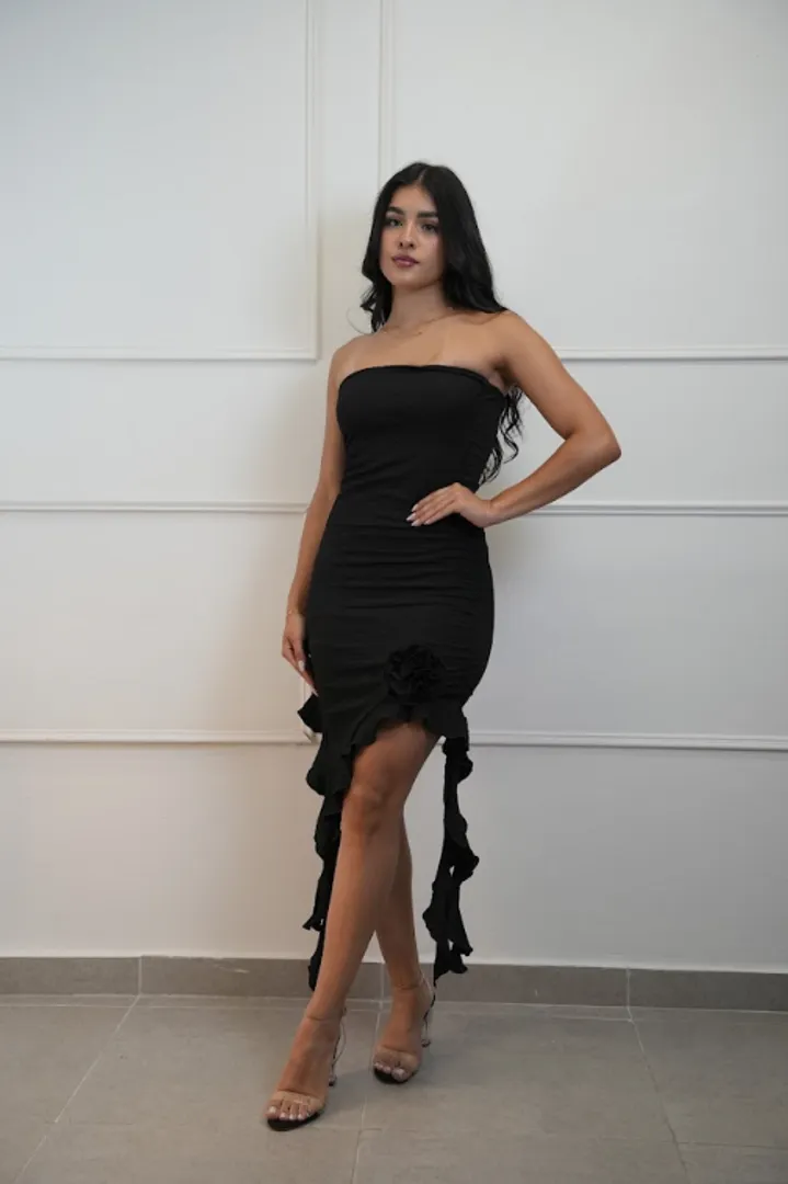 Vestido straple asimetrico