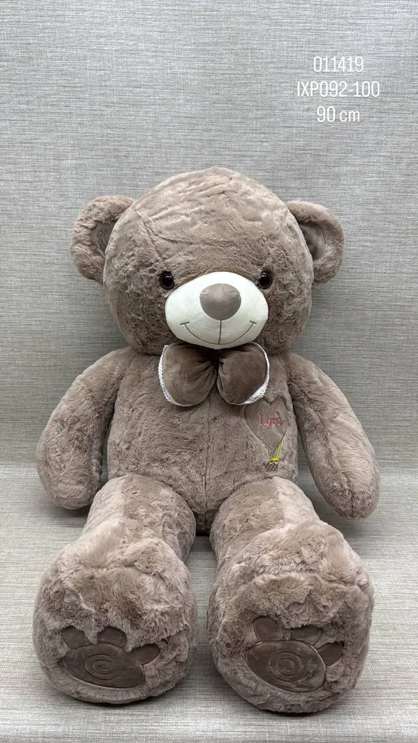 OSO PATAS LARGAS BEIGE CON MOÑO 90 CM