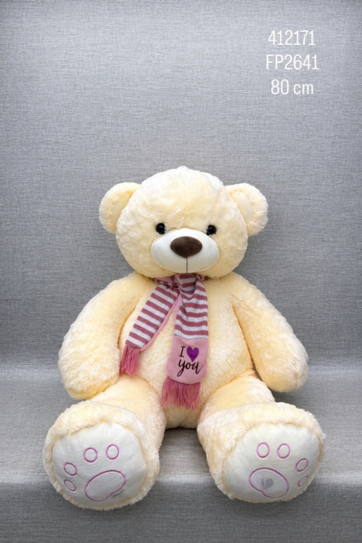 OSO CON BUFANDA ROSA 80 CM