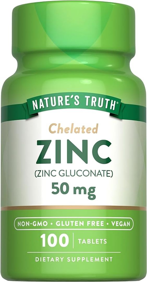 Zinc Quelado, 50mg 100 tab Natures Truth