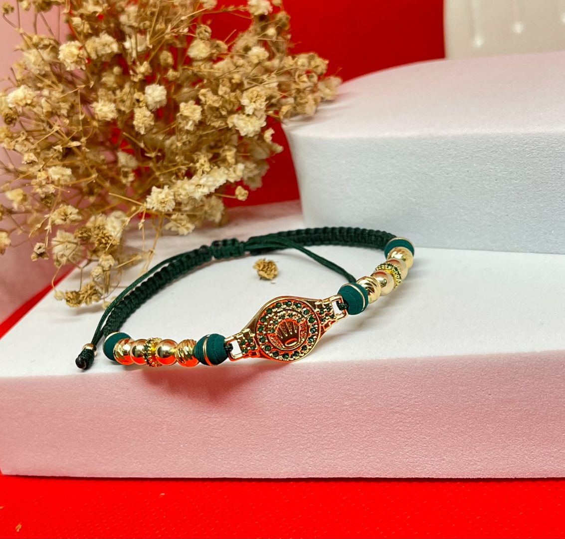 Pulsera rolexx balin 5mm liso e italy, rondel 5mm verde