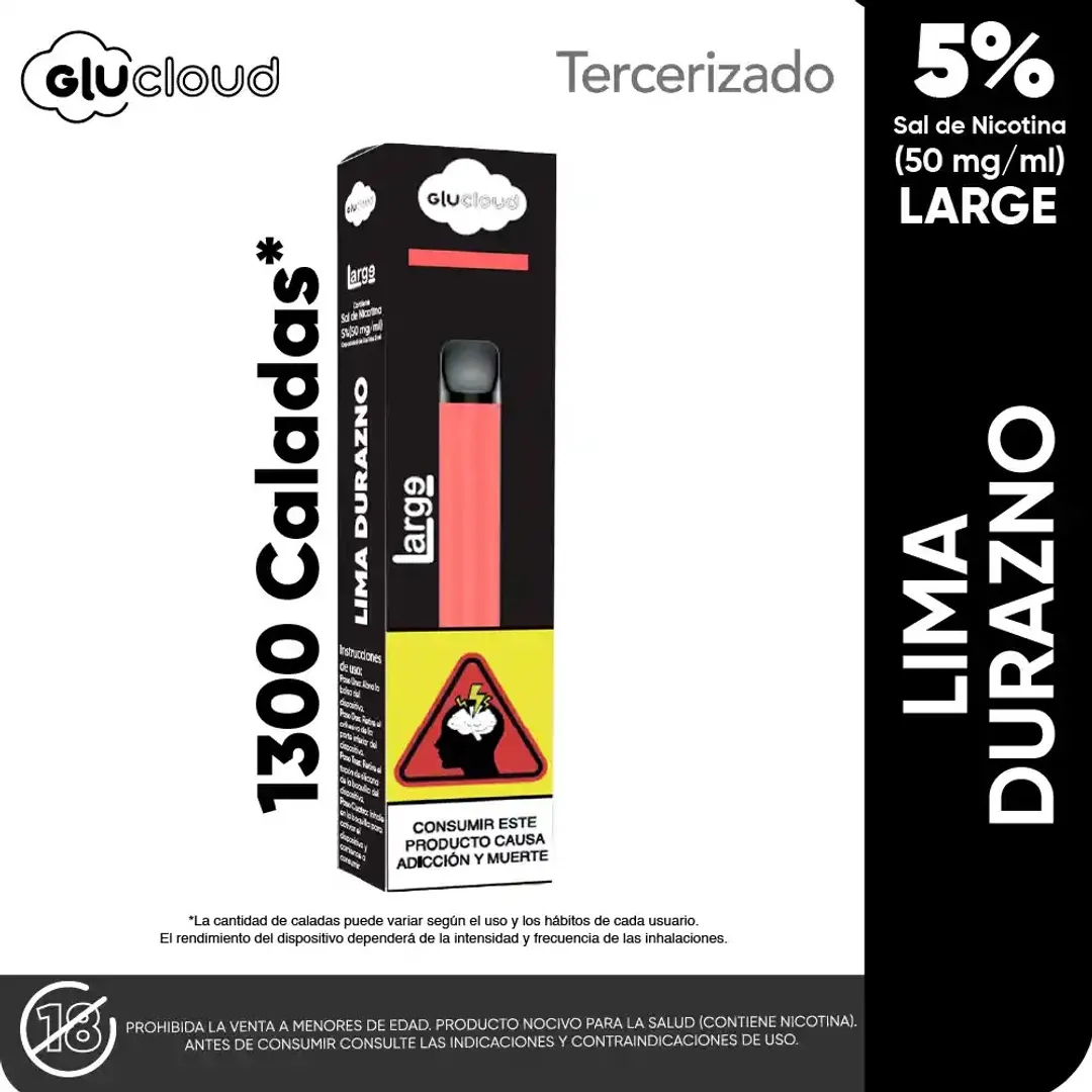 Glucloud Lima Durazno 1300 Puffs Large