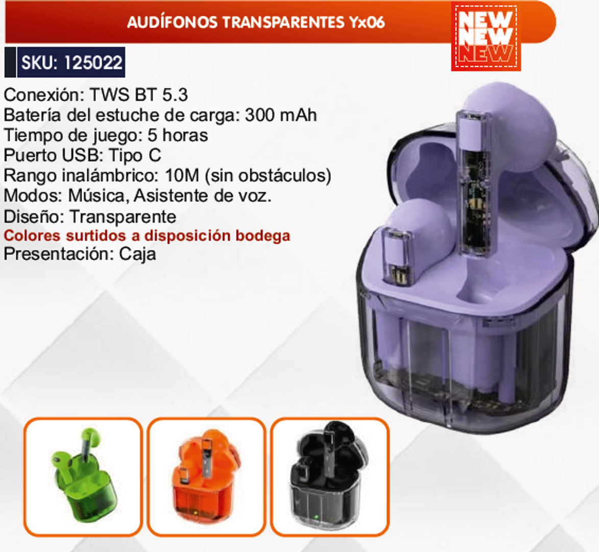 AUDÍFONOS TRANSPARENTES Yx06