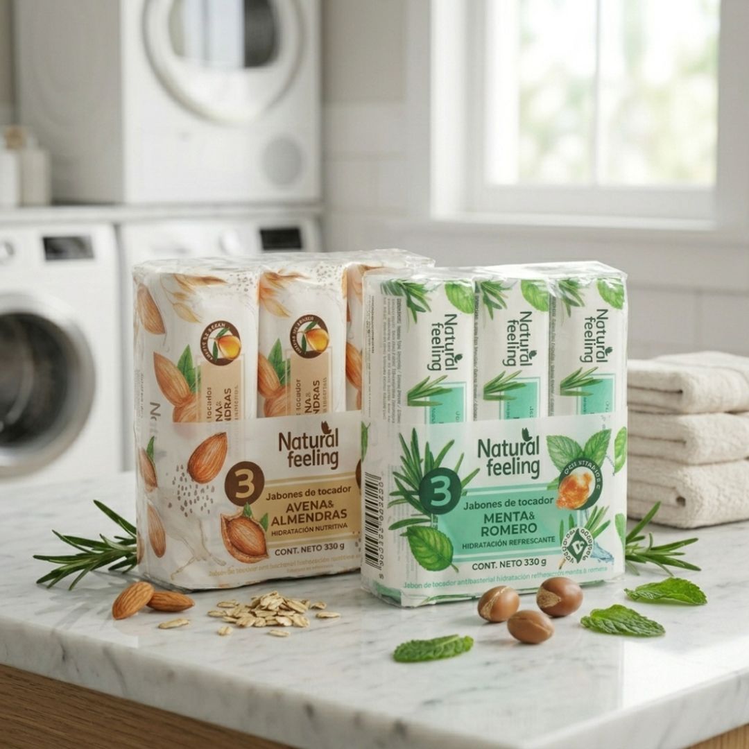 Jabón de Tocador Natural Feeling (Menta & Romero / Avena & Almendras) 3UND