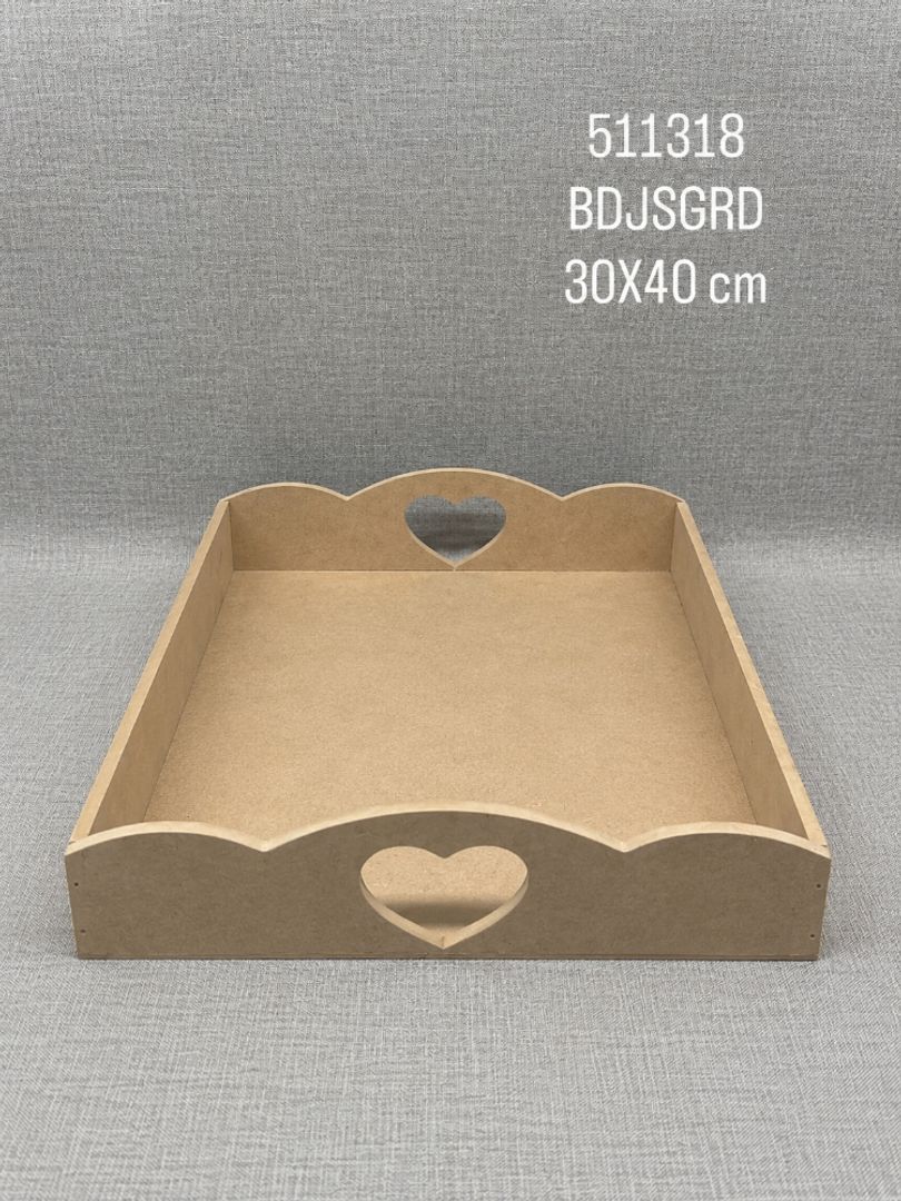 BANDEJA CON DISEÑO DE CORAZONES 30X40 CM