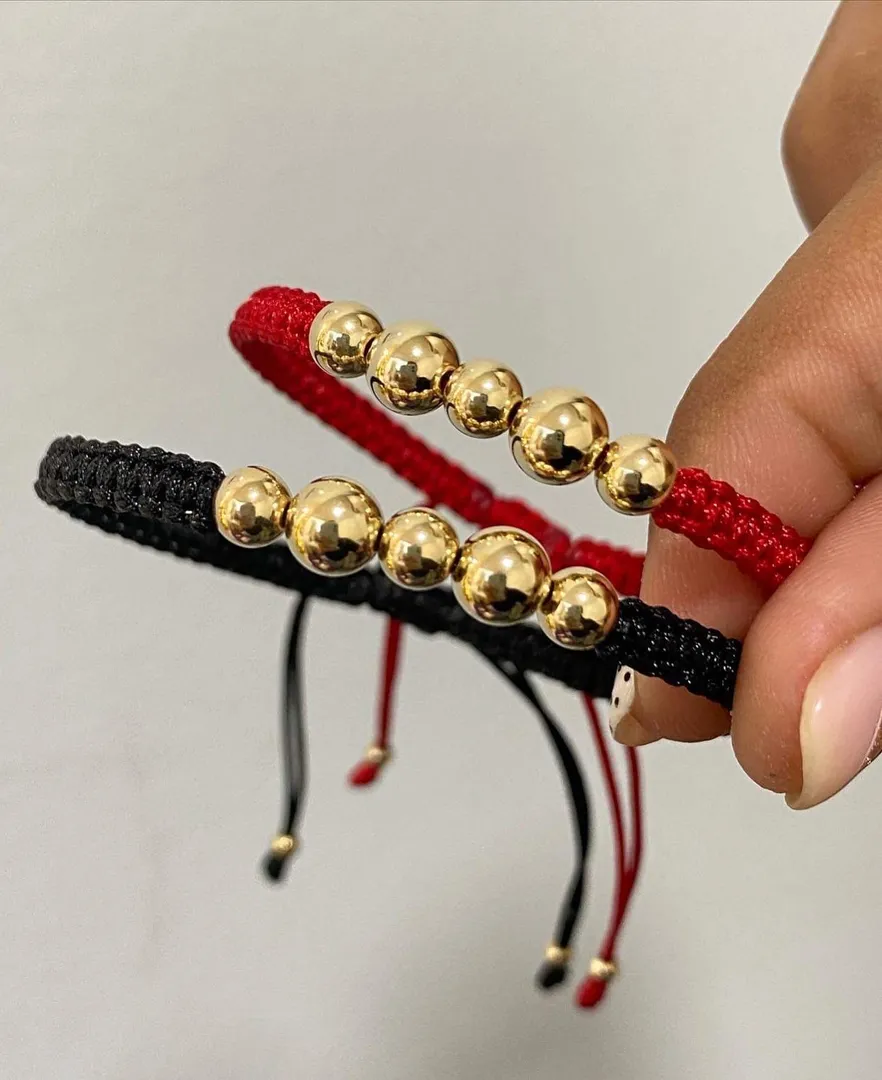 Par balín liso 5mm y 6mm tejido macramé