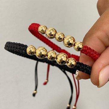 Imagen del producto Par balín liso 5mm y 6mm tejido macramé