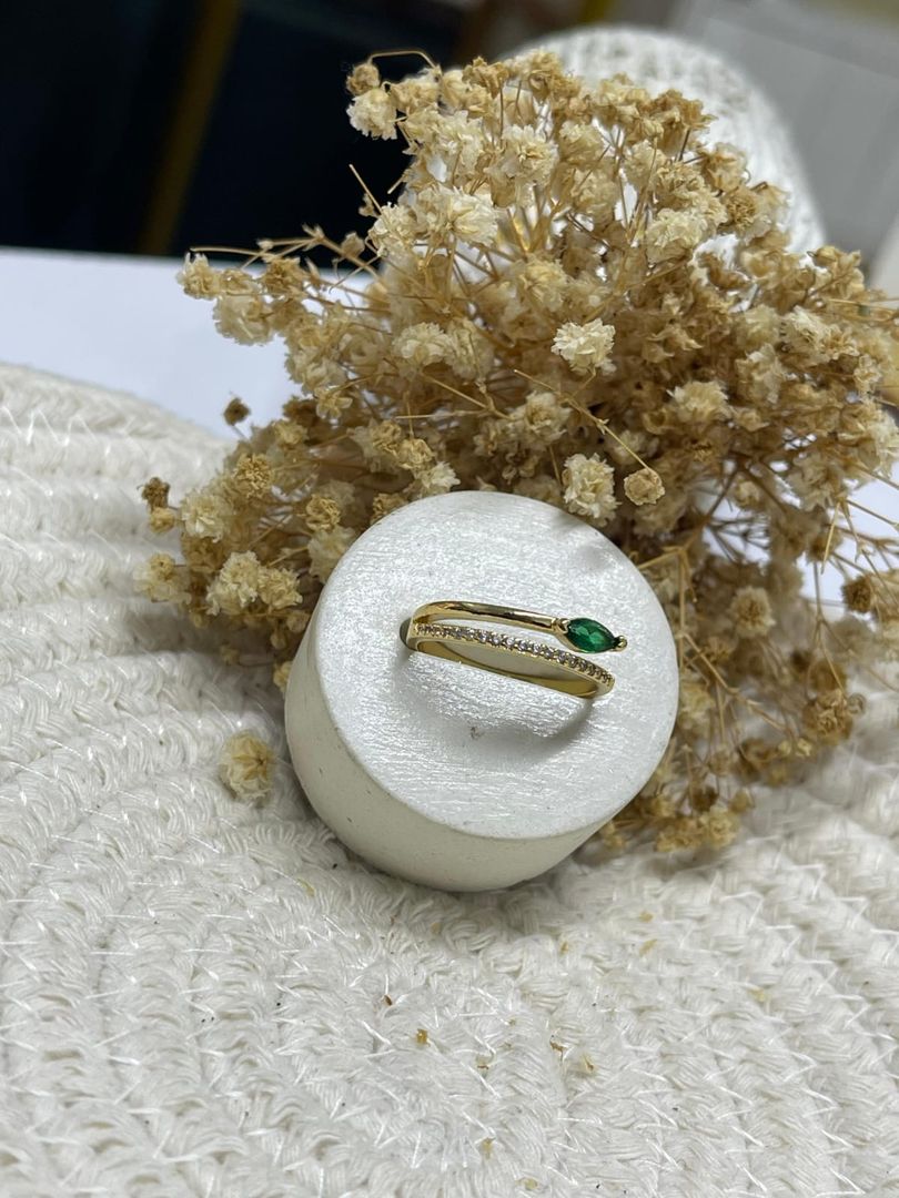 Anillo doble cristal y verde