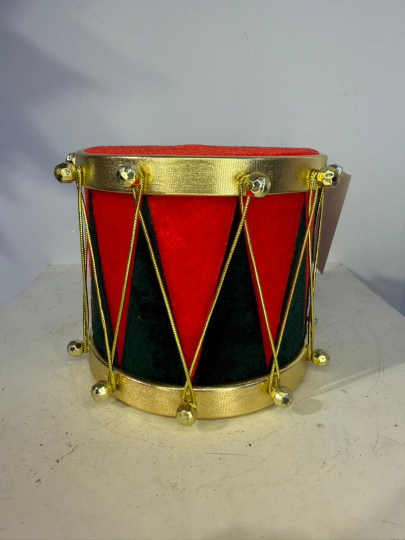 TAMBOR PEQUEÑO DE PANA ROJO Y VERDE