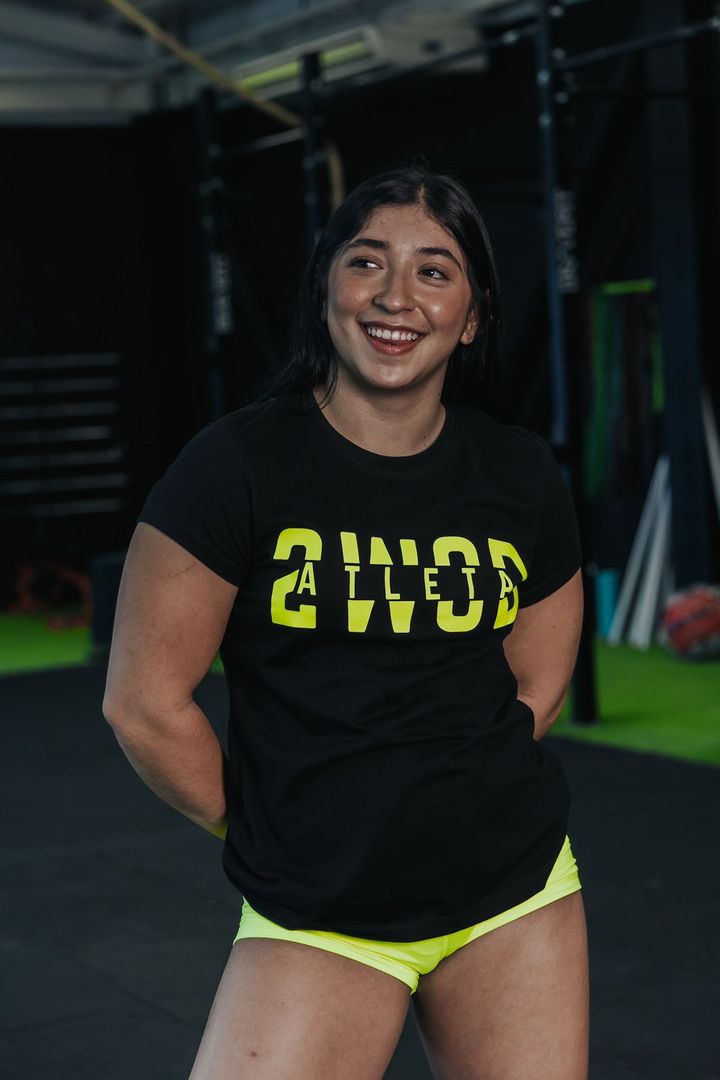 T- SHIRT   ATLETA DAMA NEGRO - AMARILLO NEON