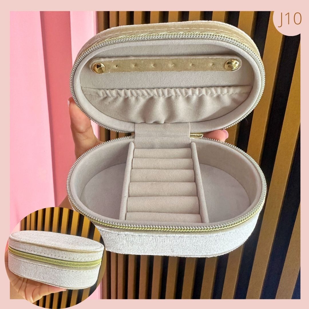 JOYERO BEIGE GAMUZA CIERRE CREMALLERA