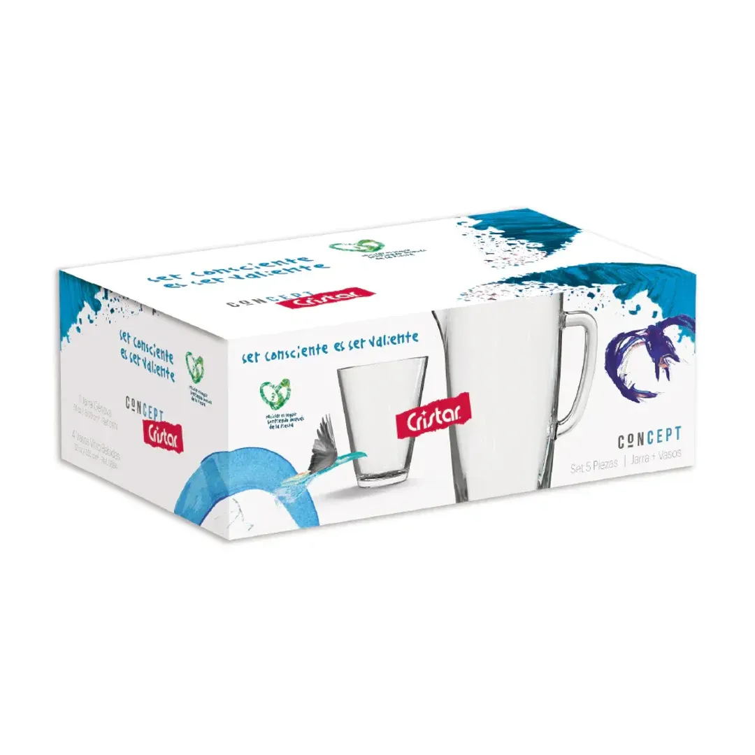 Set x5 Vitro Jarra + Vasos Cristar*