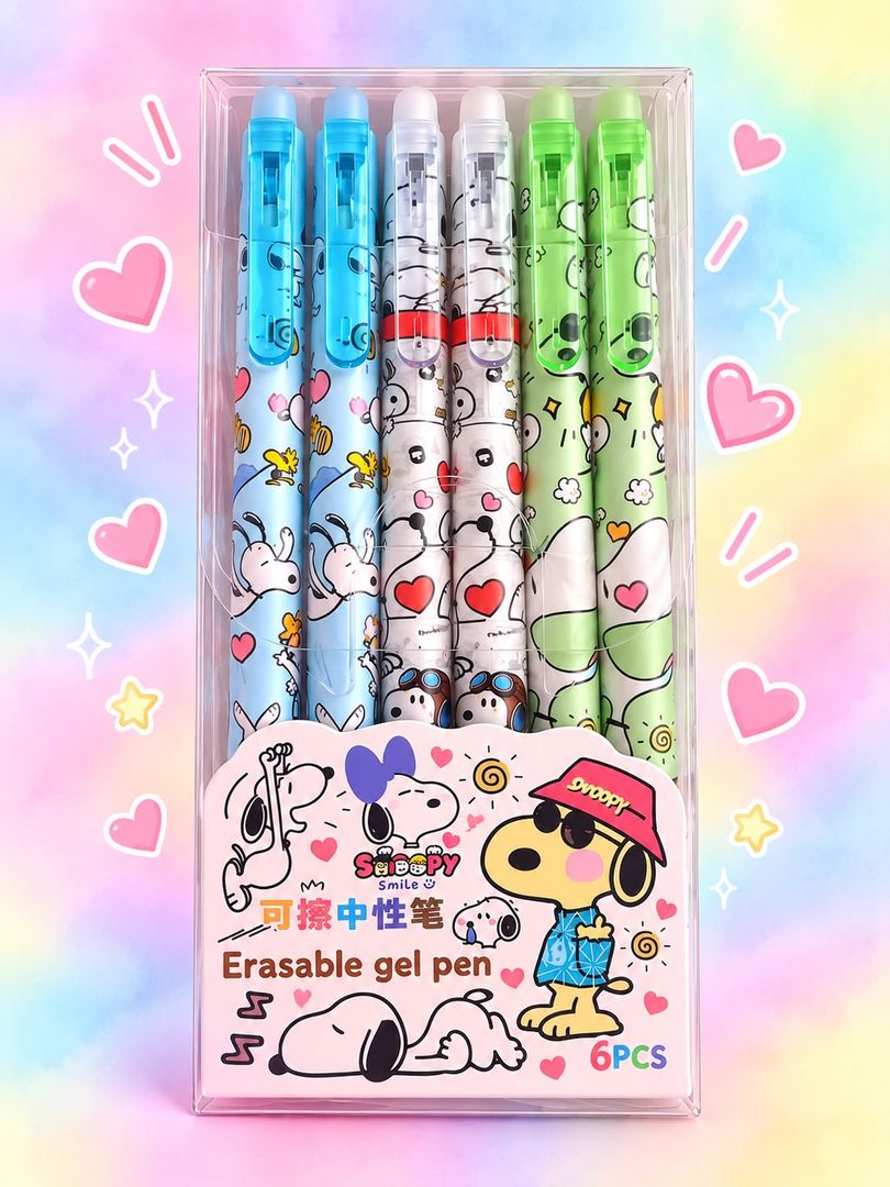 Caja Lapiceros Borrables SNOOPY Tinta Azul x 6
