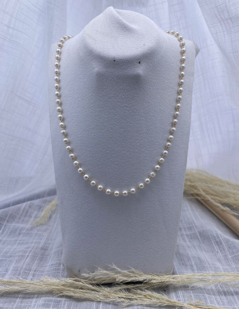 Cadena perlas mediana, blanca, covergold 