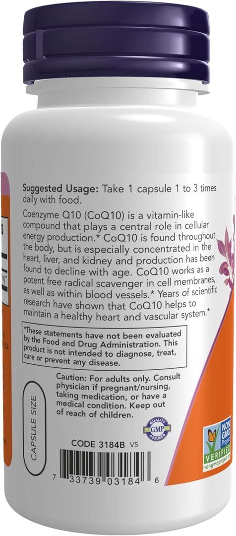 CoQ10 30 mg, 6 cap Grado Farmacéutico NOW 