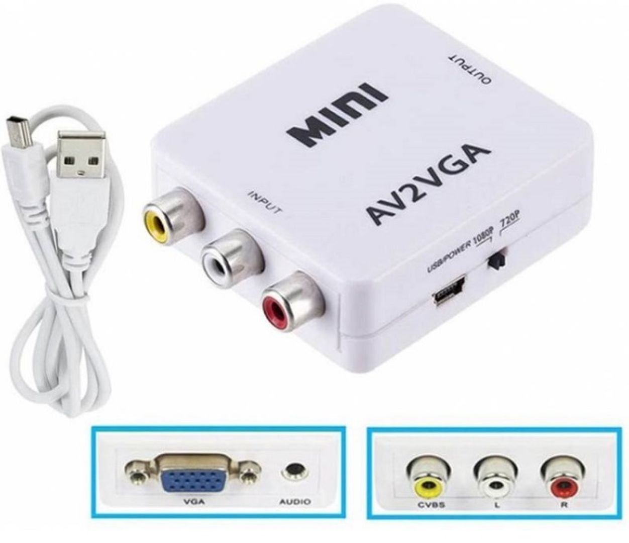 Caja convertidora RCA a VGA