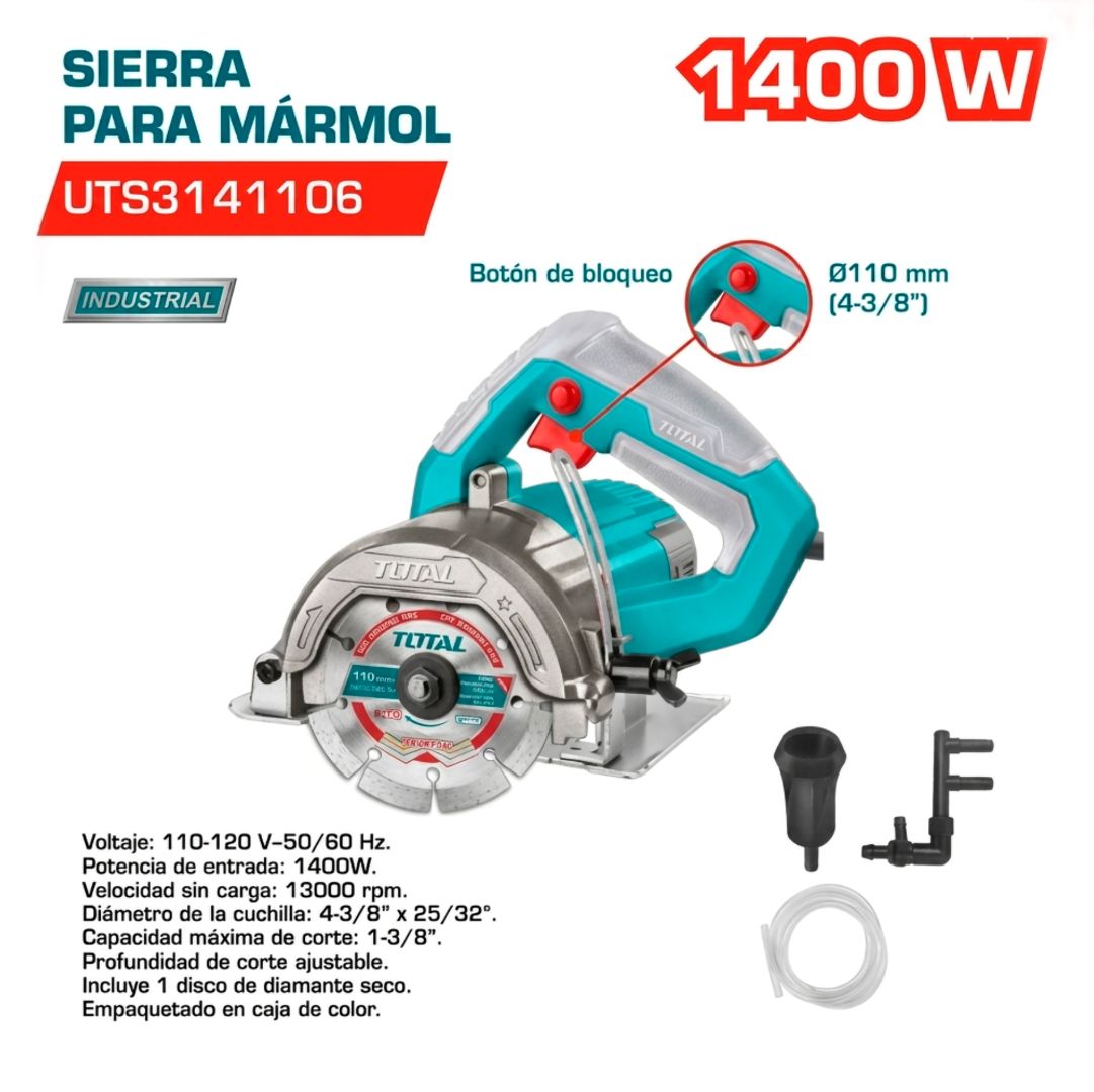 SIERRA CORTADORA DE MARMOL 1400W  4 3/8 X 25/32  1300RPM 
