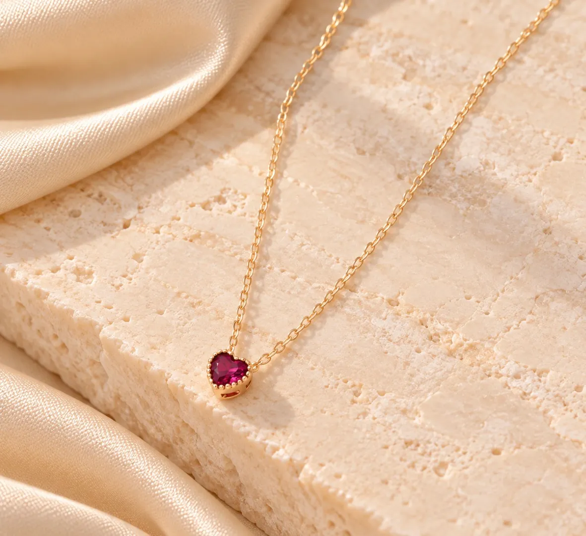 Cadena corazón ágata rosa 