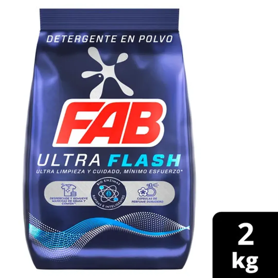 D. DETERGENTE EN POLVO FAB ULTRA X 2 KG