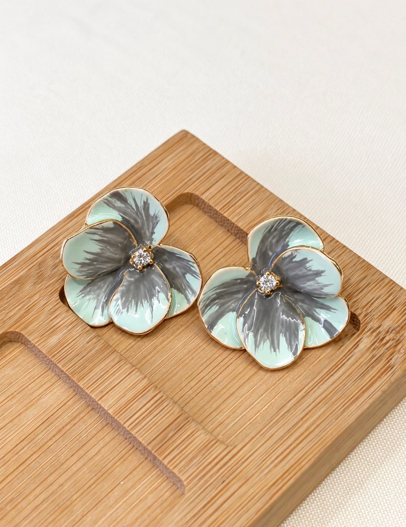 Arete flor azul 