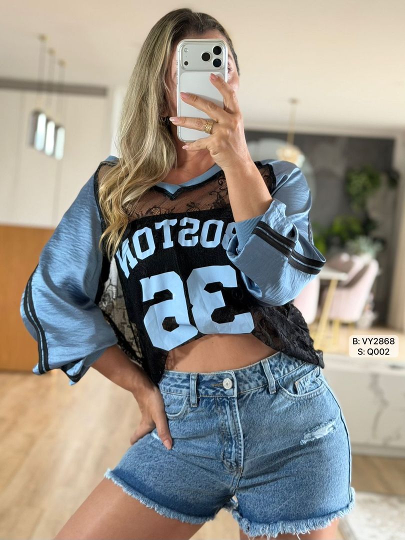 BLUSA BLONDA MANGAS SATIN VY2879