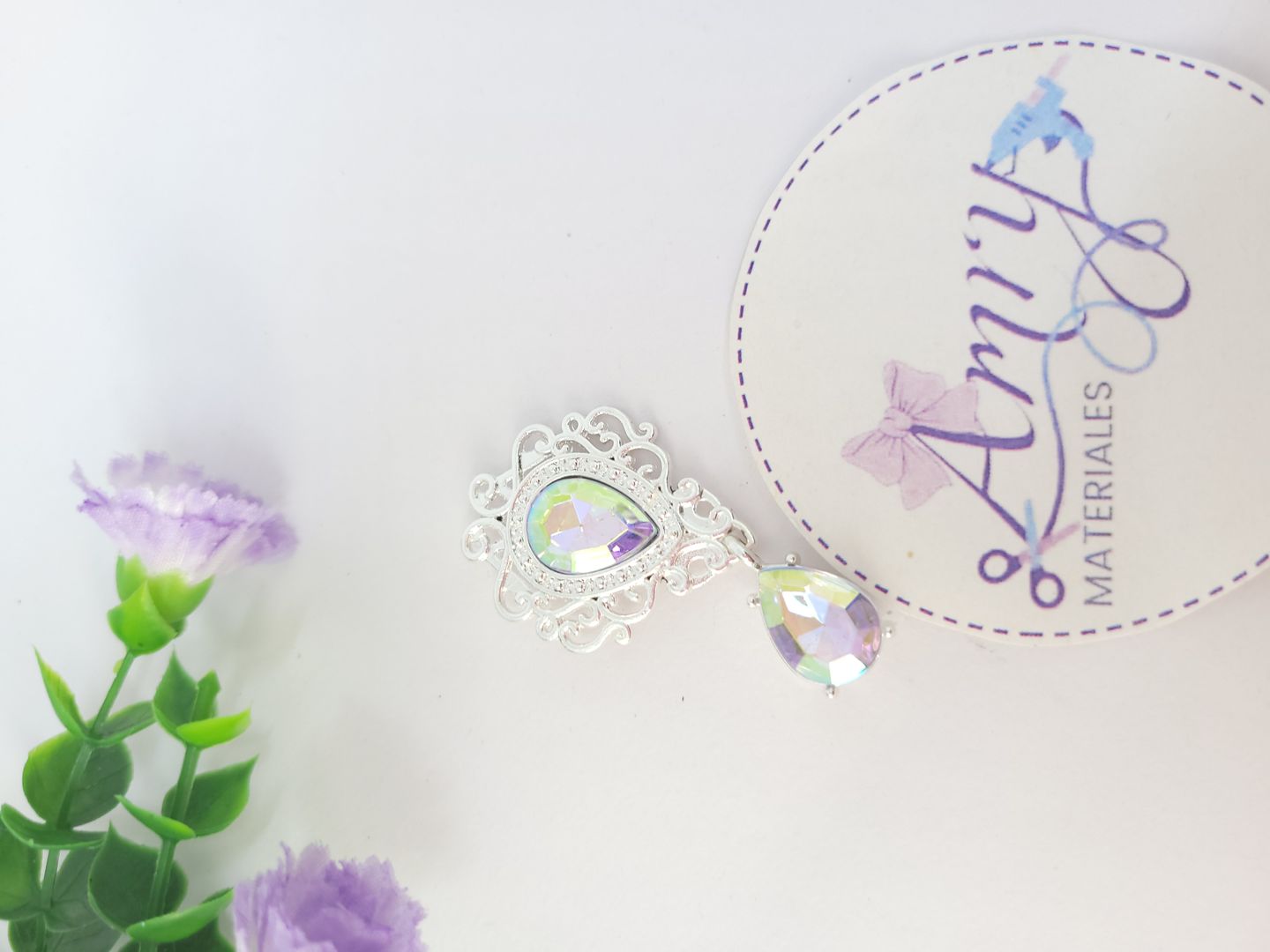 Broche Rosado y Blanco 4,5x2,5cm