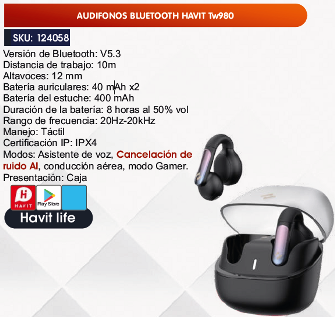 AUDIFONOS BLUETOOTH HAVIT Tw980