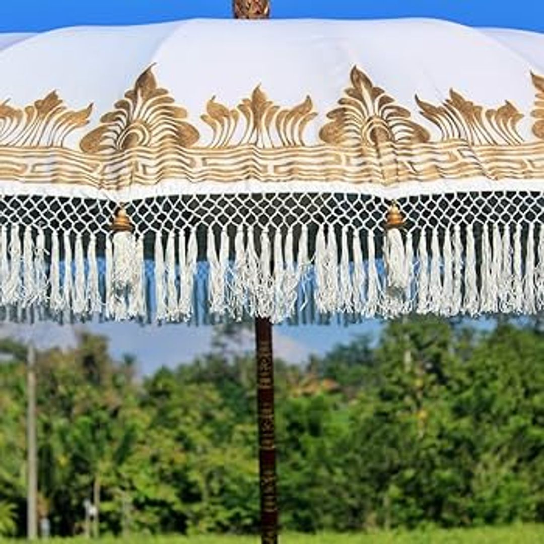 PARASOL - BLANCO CON DORADO