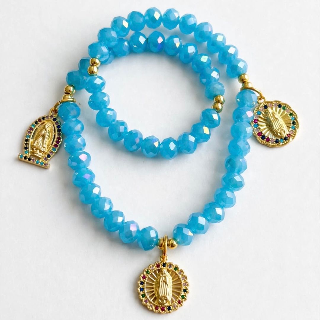Denario pulsera azul cielo