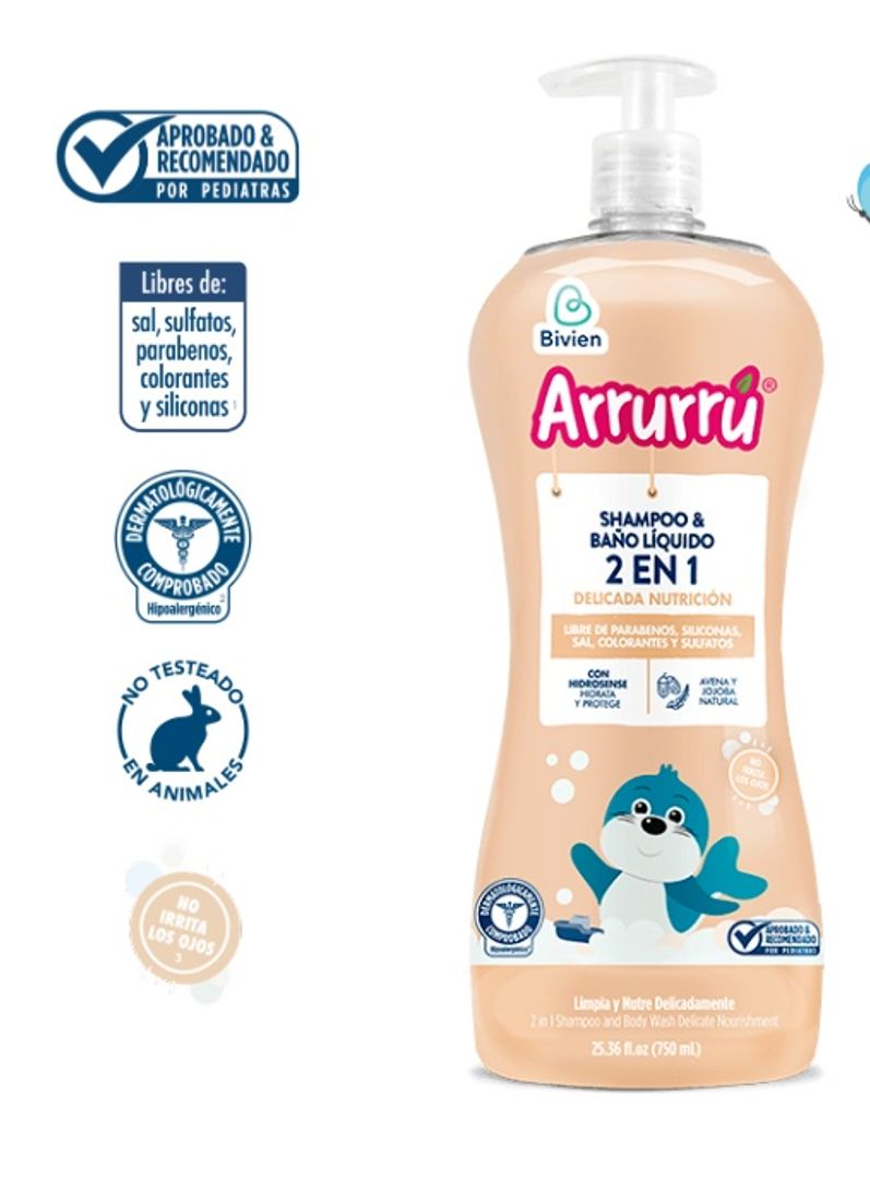 Shampoo & Baño Líquido 2 en 1 Delicada Nutrición 750ml