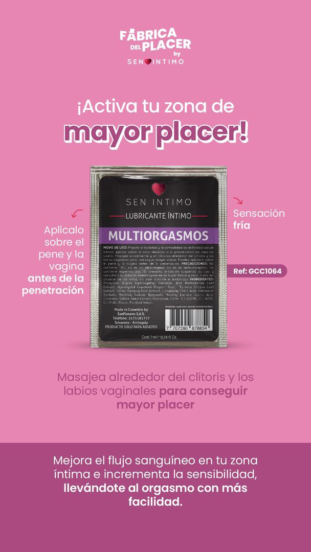 Lubricante Íntimo Multiorgasmos Sachet x 7 ml by Sen Íntimo