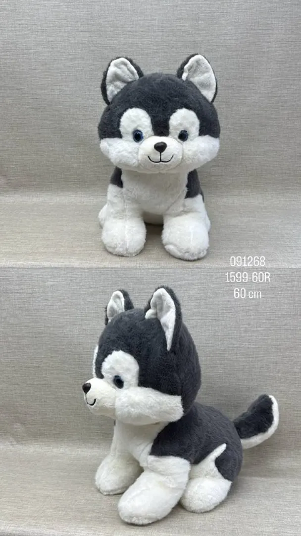 PERRO HUSKY GRIS-BLANCO 60 CM