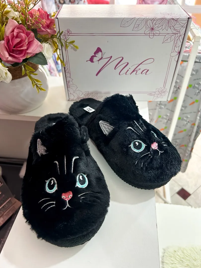 Pantuflas Gatito Negro