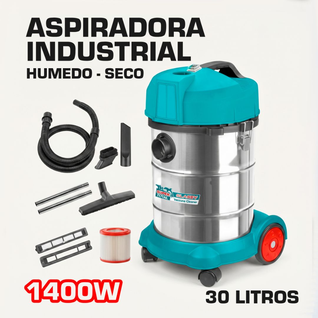 ASPIRADORA INDUSTRIAL HUMEDO - SECO 30 LITROS 1400W