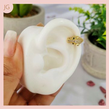 Imagen del producto 30% DE DESCUENTO: Ear-Cuff Rodio Cabeza Tigre Circones