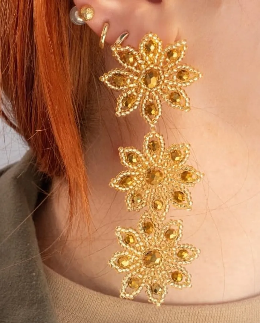 Arete Trio Flor Murano Mostacilla 