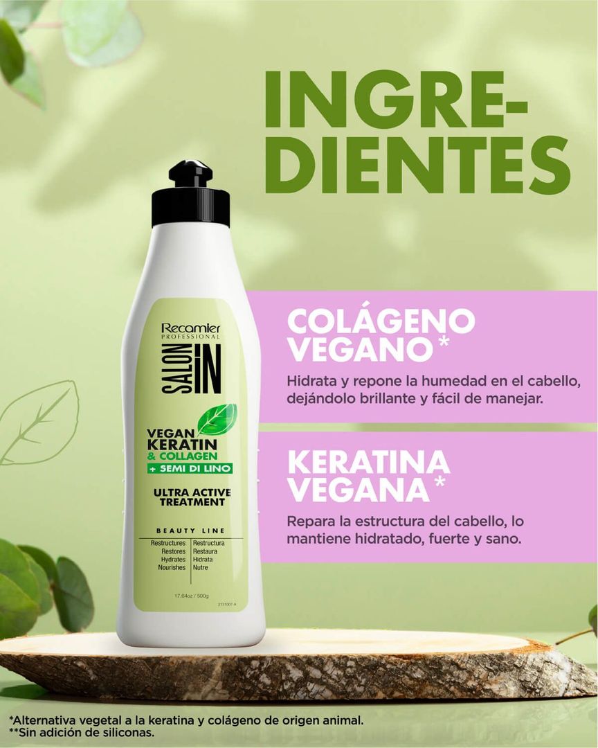 Tratamiento Vegan Keratin Collagen UltrActive 500ML con Enjuague 