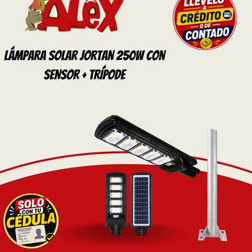 Imagen del producto LÁMPARA SOLAR JORTAN 250W CON SENSOR + TRÍPODE