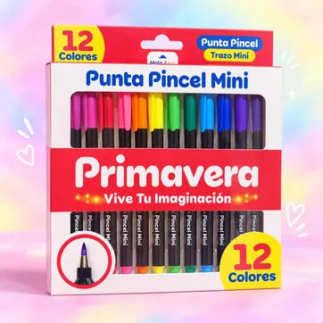 Imagen del producto Plumones punta pincel mini x 12