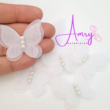 Mariposa 4x3.5cm Blancas Organza  - imagen 1