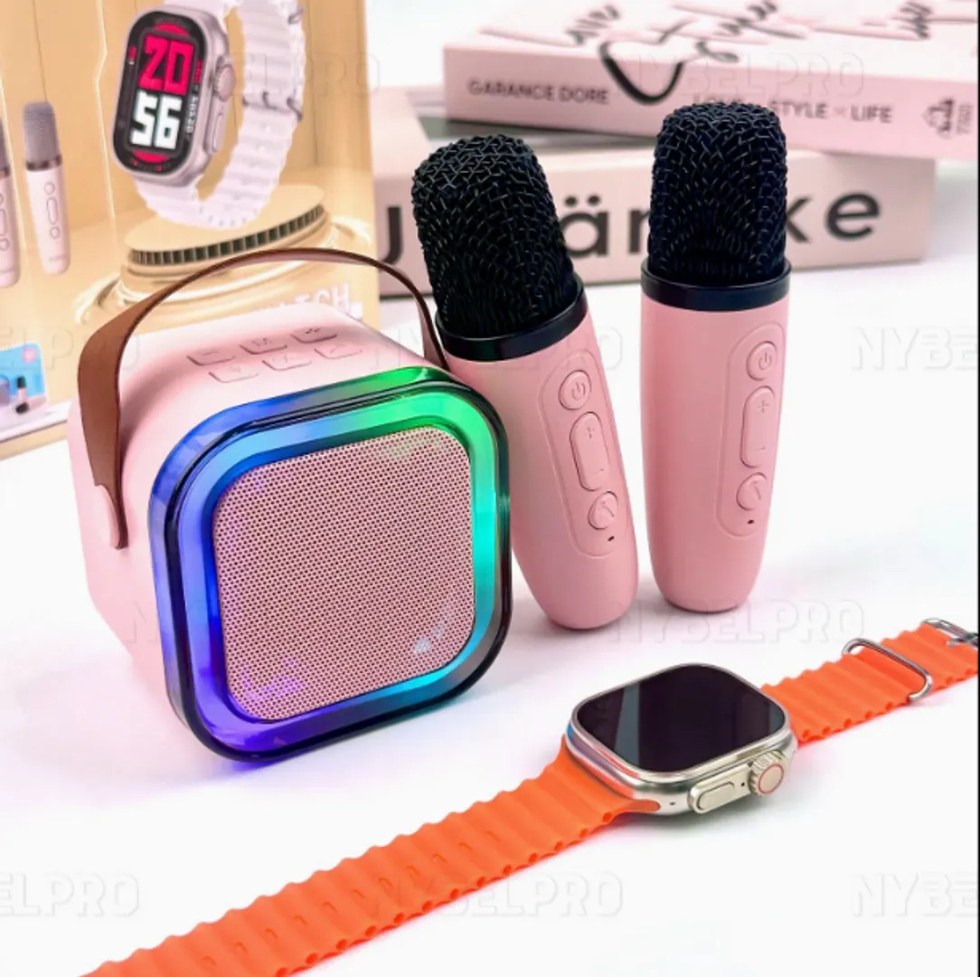 COMBO RELOJ PARLANTE 2 MICROFONOS PORTATIL BLUETOOTH