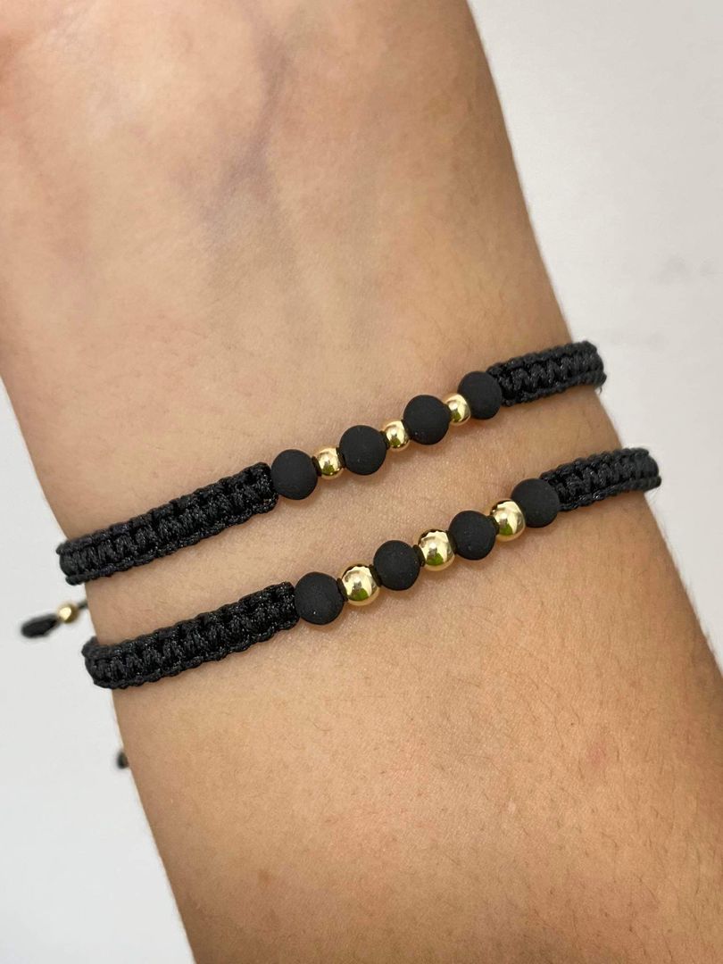 Par de pulseras neopreno 4mm y balín 3-4mm