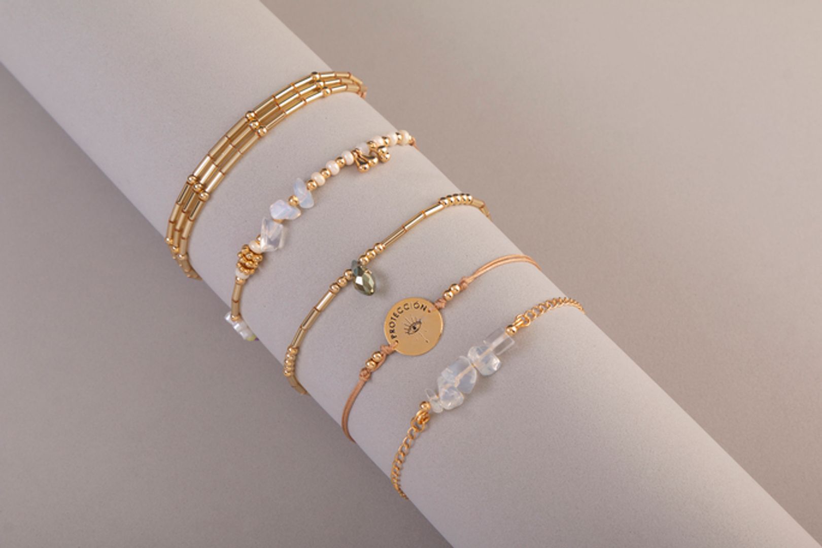 Juego de Pulseras Piedras Naturales: Ópalo