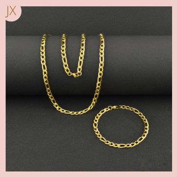 Imagen del producto Set Collar Pulsera Acero Dorado 