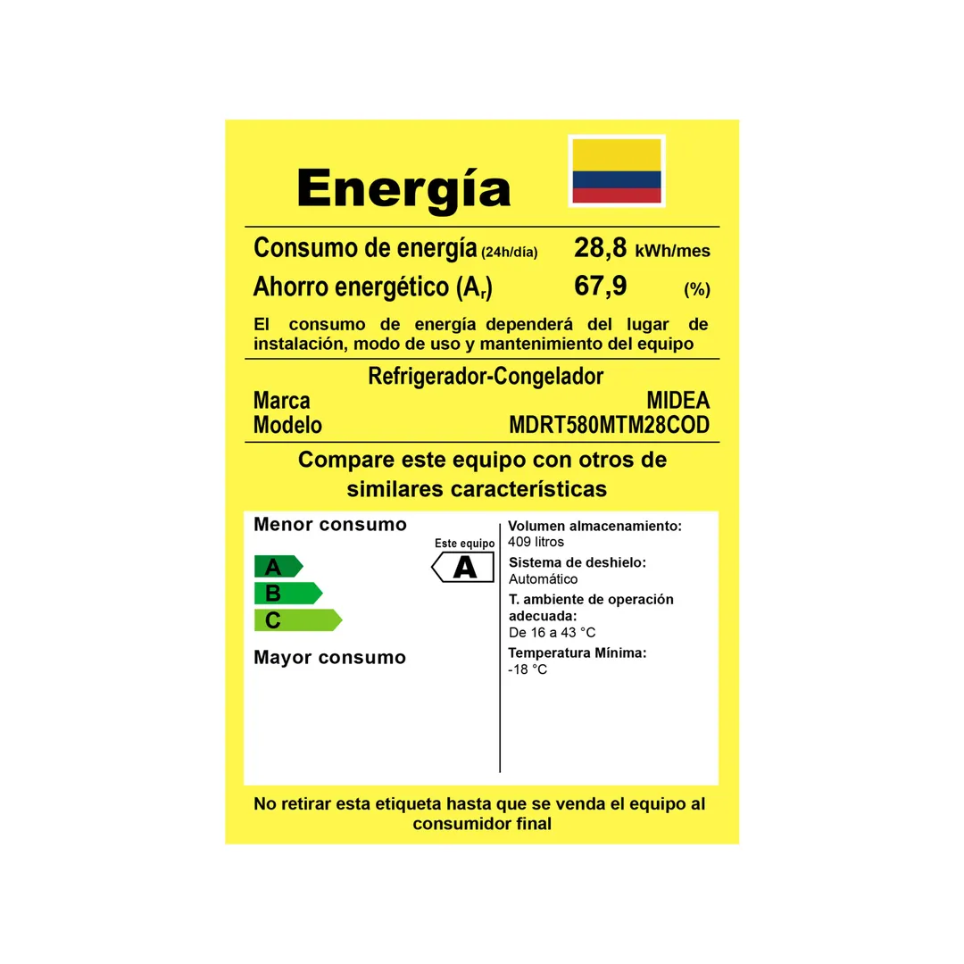 NEV MIDEA DOS PUERTAS NEGRO 409 LTS