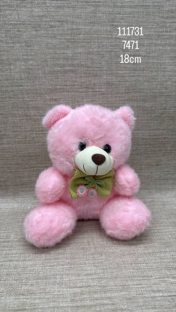 OSITO ROSA CON MOÑO 18 CM