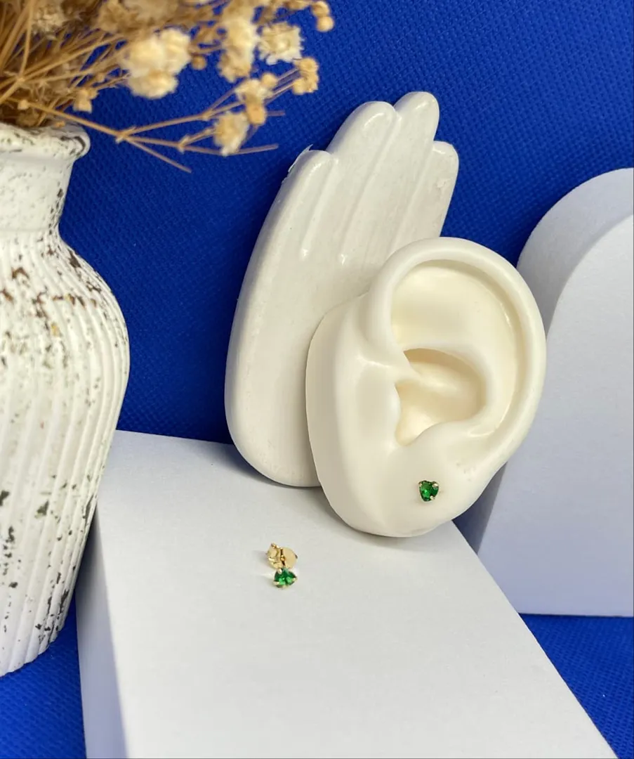 Topos corazon 4 puntas verde de 3.5mm